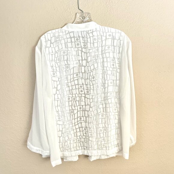 NWT Chico’s Blocked Burnout Sporty Zip Sheer Jacket – Optic White Size 3 (XL/16) - Picture 10 of 12